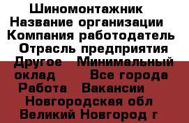 Шиномонтажник › Название организации ­ Компания-работодатель › Отрасль предприятия ­ Другое › Минимальный оклад ­ 1 - Все города Работа » Вакансии   . Новгородская обл.,Великий Новгород г.